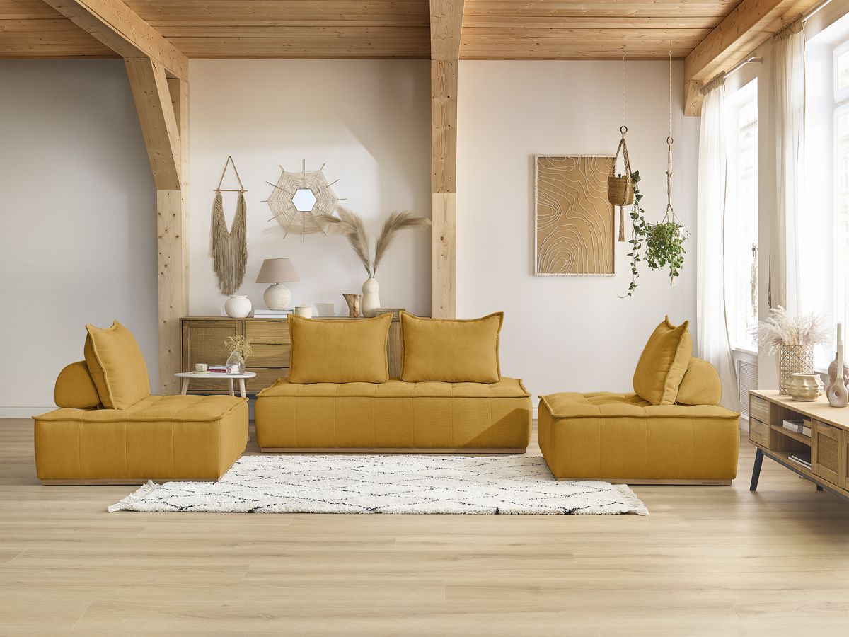 Bobochic Elisa Ecksofa Strukturstoff Gelb