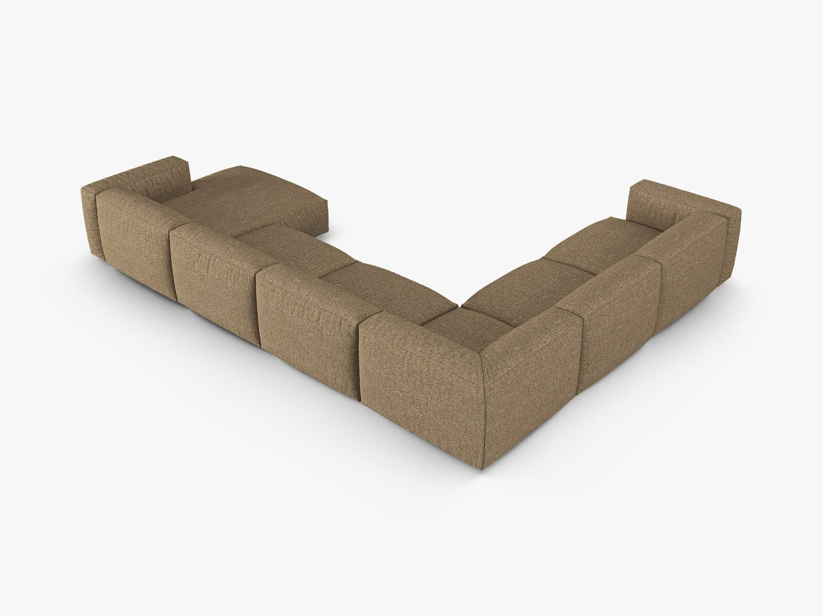 Micadoni modulares Ecksofa XL Martina 6-Sitzer 90cm Sitztiefe Links Boucle Monet Cappuccino