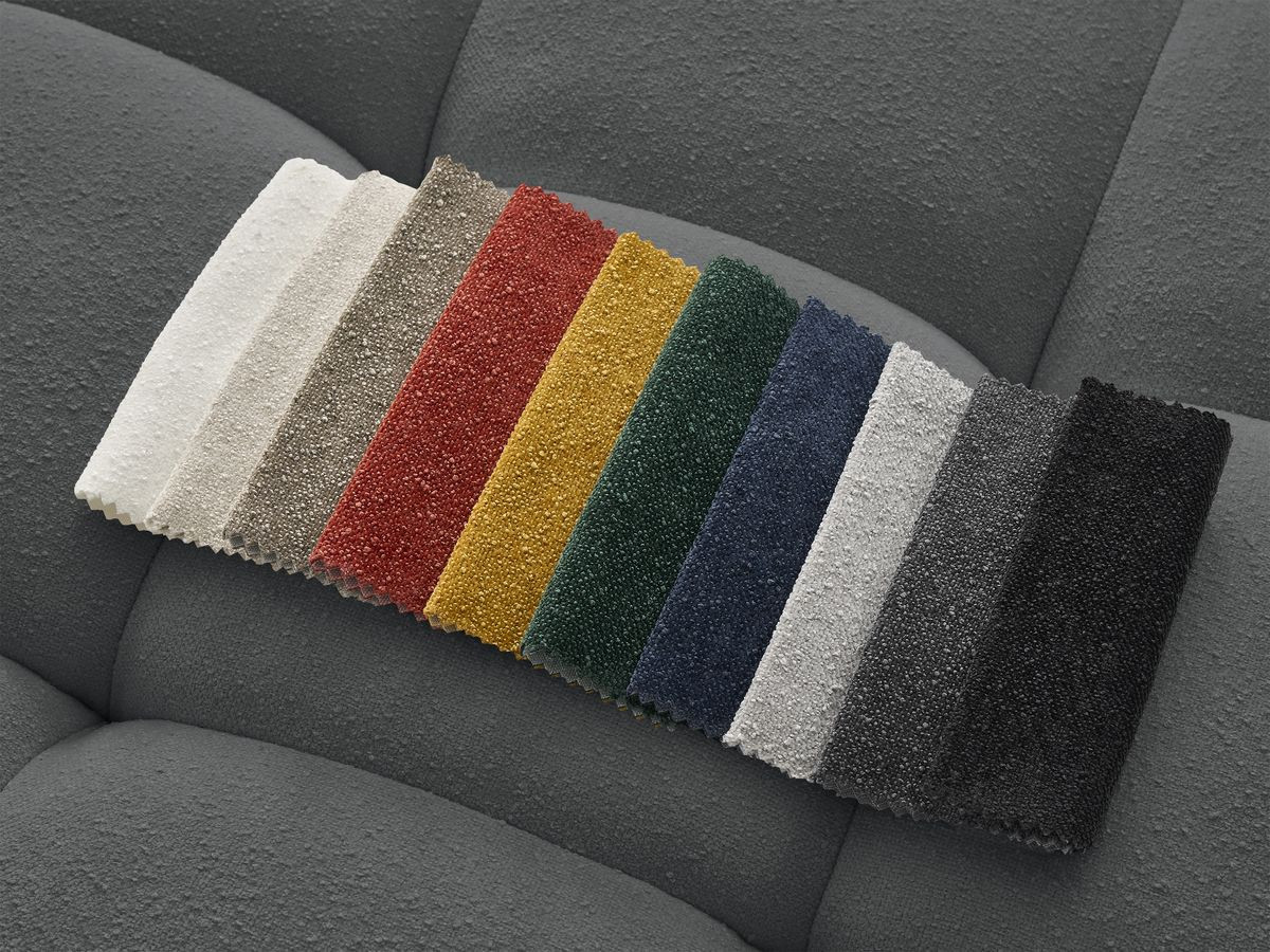 Bobochic Anis Sofa-Set 3- und 2-Sitzer mit Pouf Strukturstoff Dunkelgrau