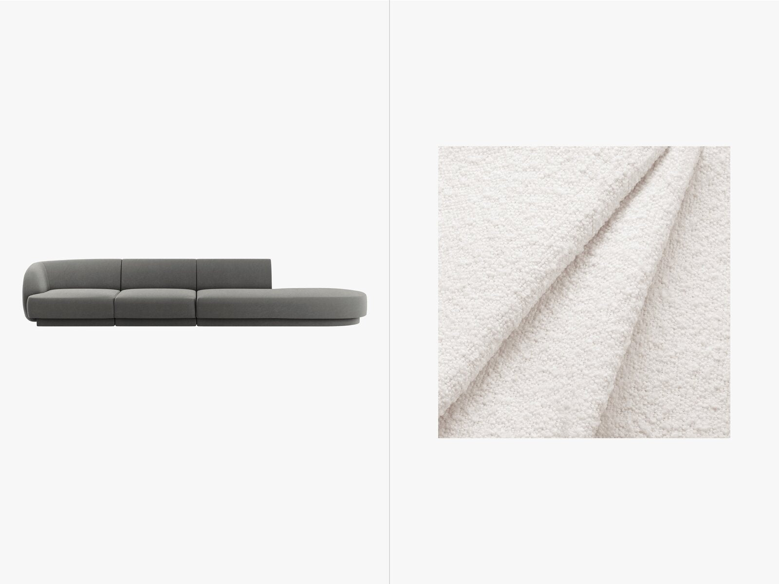 Micadoni Sofa Miley 4-Sitzer Rechts Boucle Baloo Weiß
