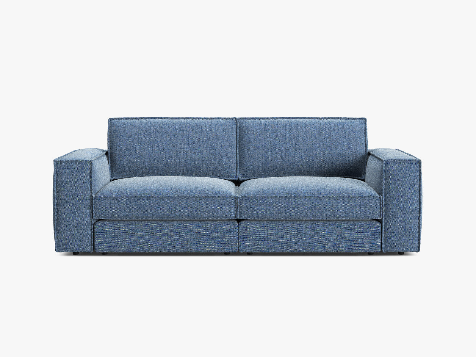 Micadoni modulares Sofa Pola 3-Sitzer Strukturierter Stoff Babel Dunkelblau