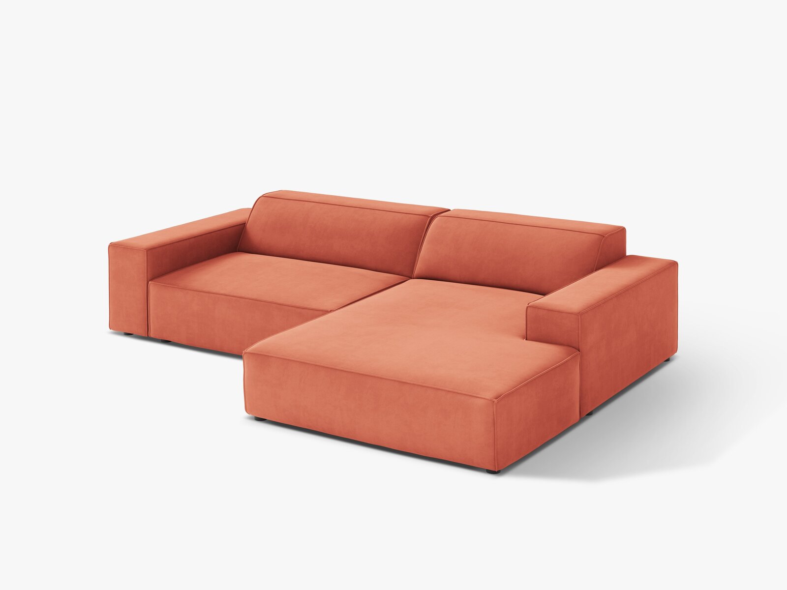 Micadoni Ecksofa Jodie 3-Sitzer Samt Venus Koralle Rechts