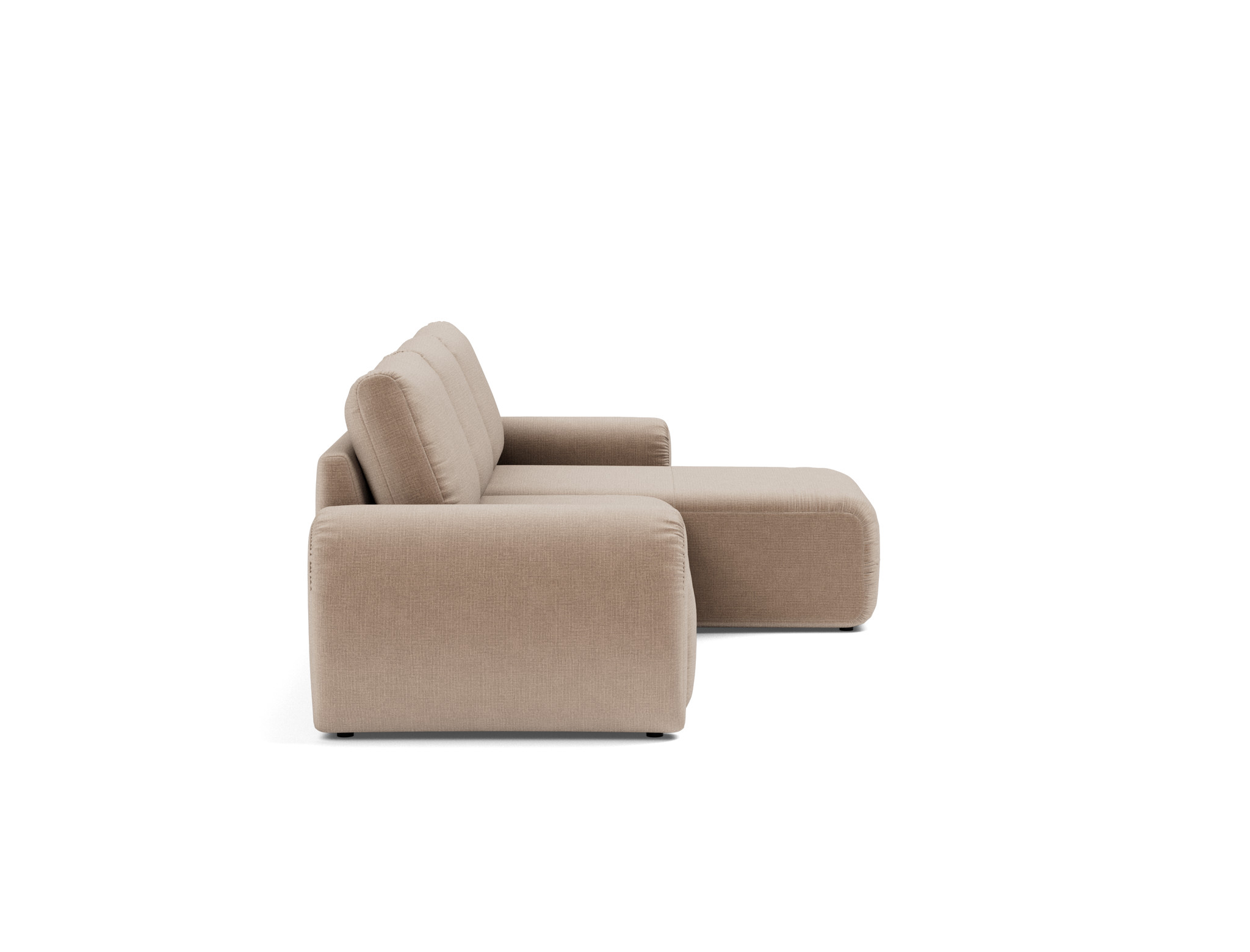 Schlafsofa Norum mit Chaiselongue und Curve-Armlehnen Chenille Esina 417-Mocha