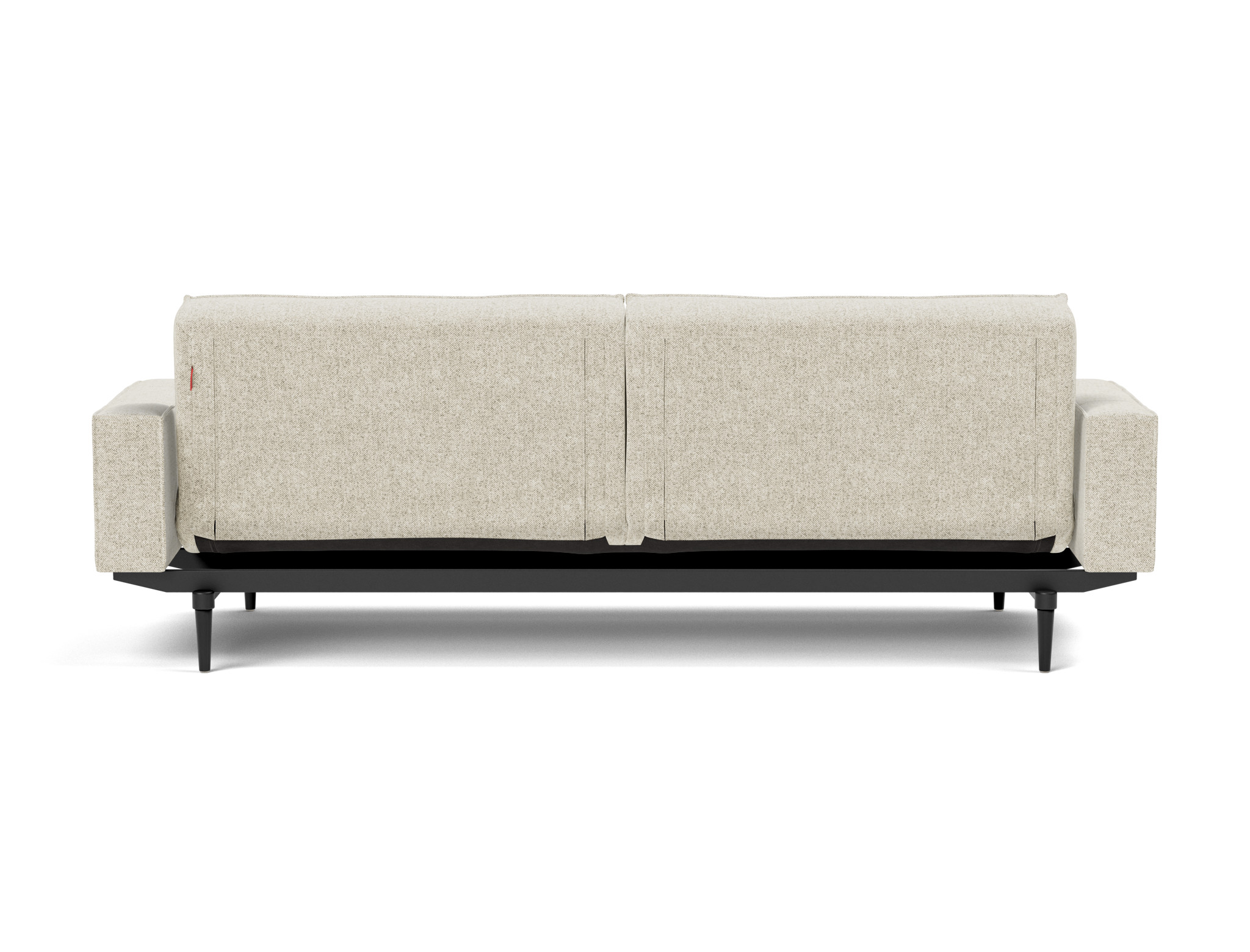 Schlafsofa Splitback mit Armlehnen Strukturierter Stoff Taura 357-Off-White Beine Styletto Eiche schwarz