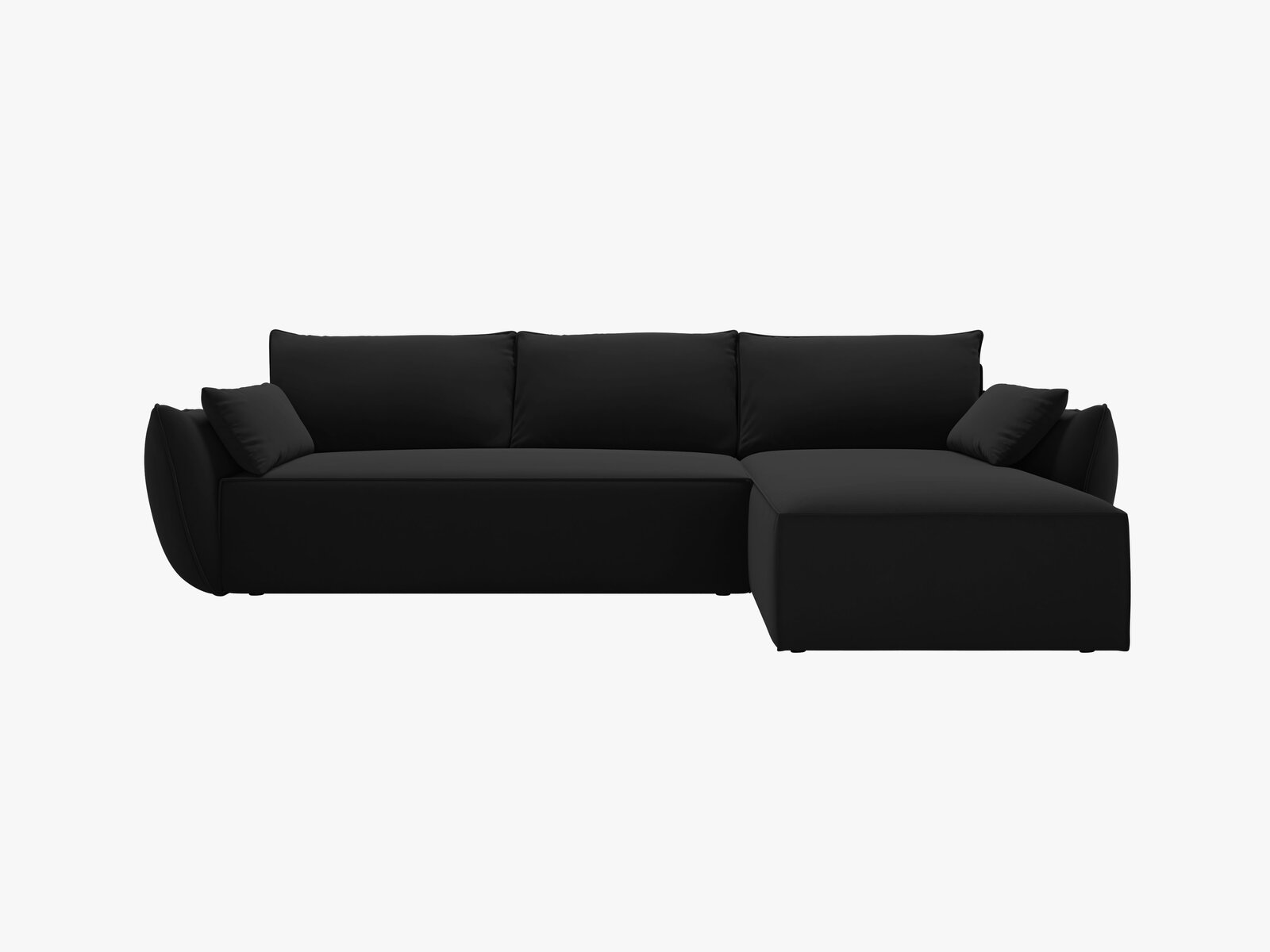 Micadoni Kaelle Ecksofa mit Bettfunktion und Stauraum Rechts Samt Bluvel Schwarz