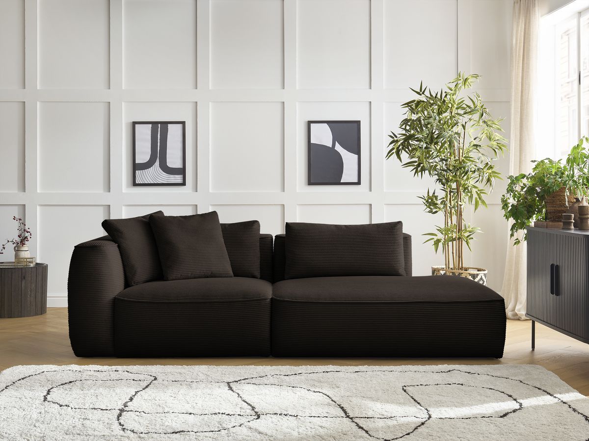 Bobochic Leopold Sofa 3-Sitzer Cordsamt Braun Armlehne links