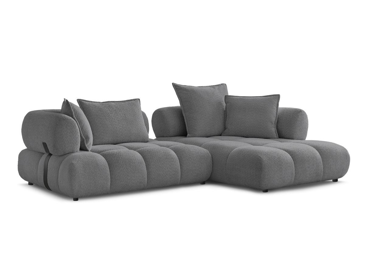 Bobochic Alya Ecksofa Bouclé-Stoff Dunkelgrau Ecke rechts