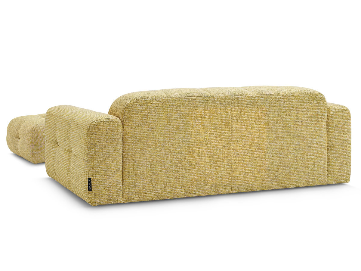 Bobochic Laura Sofa 3-Sitzer mit kleinem Pouf Melange-Stoff Gelb