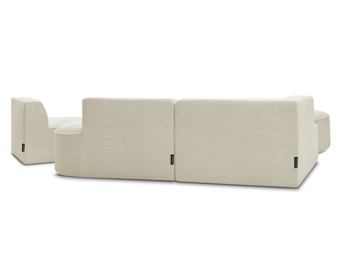Bobochic Rousseau Ecksofa mit Sofamodul und Pouf Cordsamt Beige Ecke links