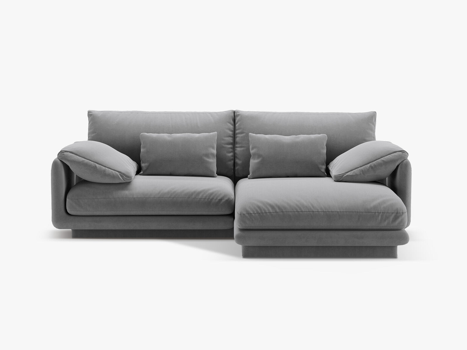 Micadoni Ecksofa Torino 3-Sitzer Rechts Samt Hellgrau