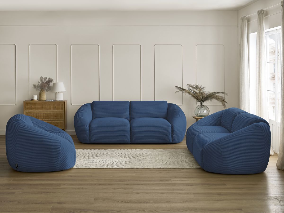 Bobochic Tina Sofa 6-Sitzer Cordsamt Dunkelblau