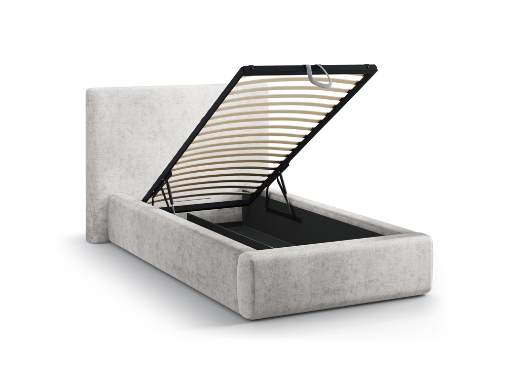Cosmopolitan Design Stauraumbett mit Kopfteil Asti Chenille Perfect Harmony Hellgrau