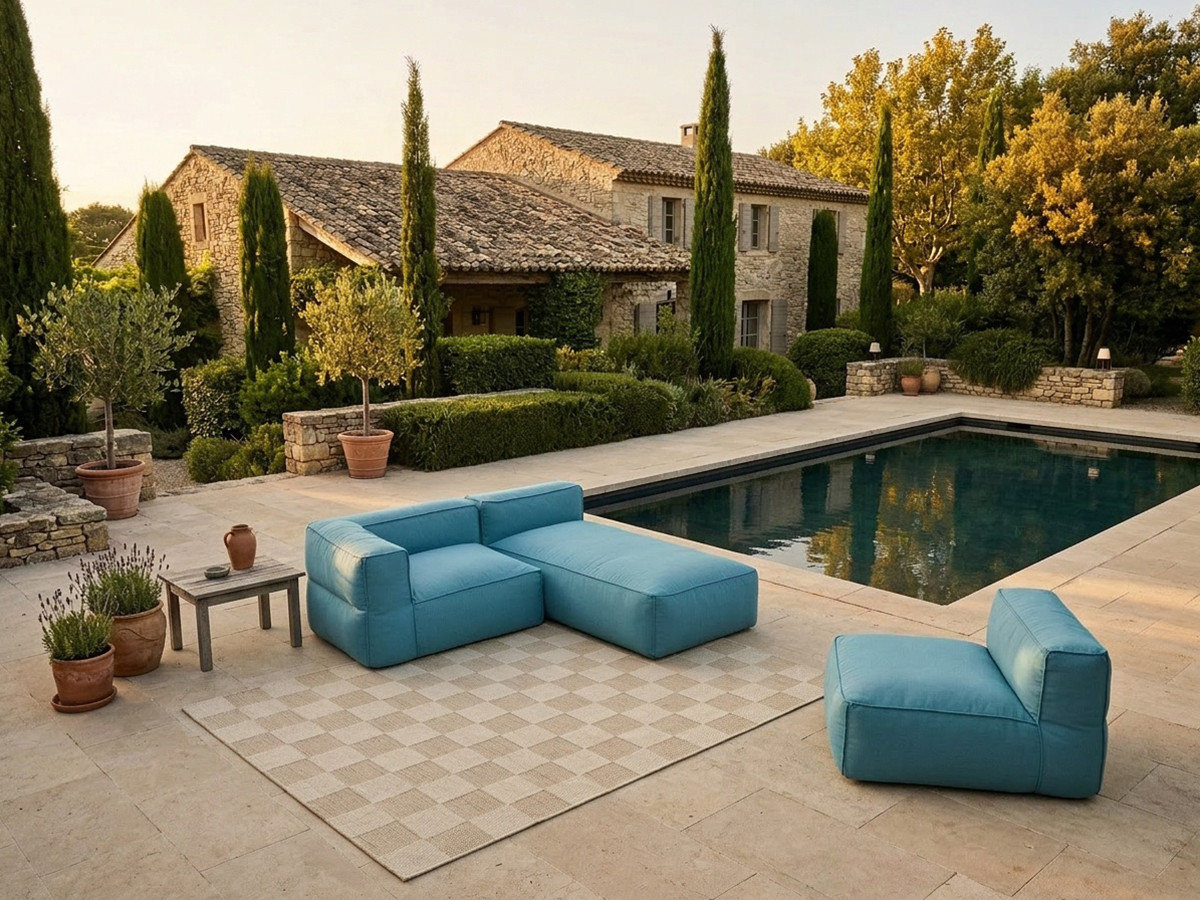 Bobochic Giulia Gartensofa 3-Sitzer 240 × 170 cm Stoff Hellblau