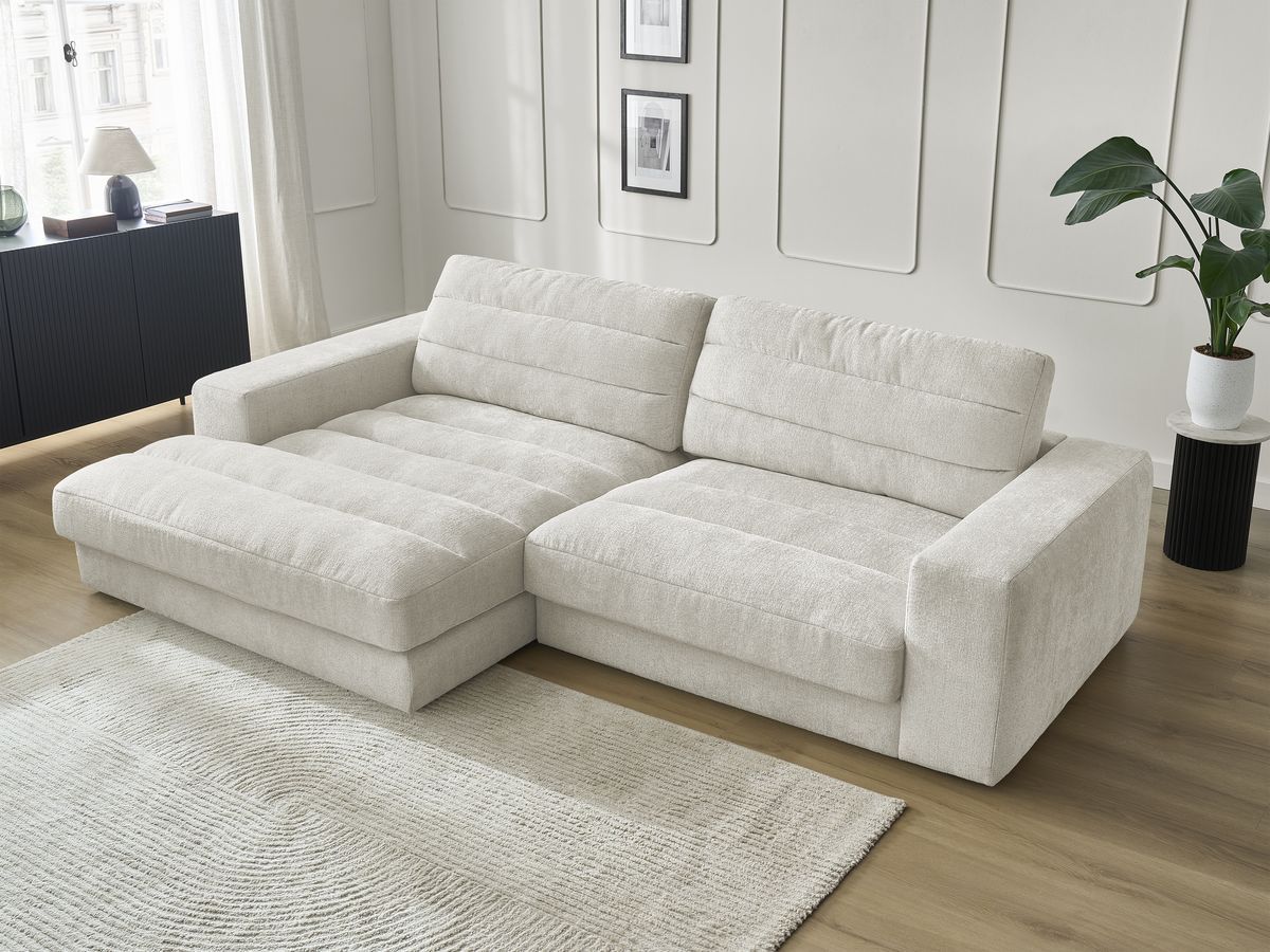 Bobochic Sierra Ecksofa Strukturstoff Beige Ecke links