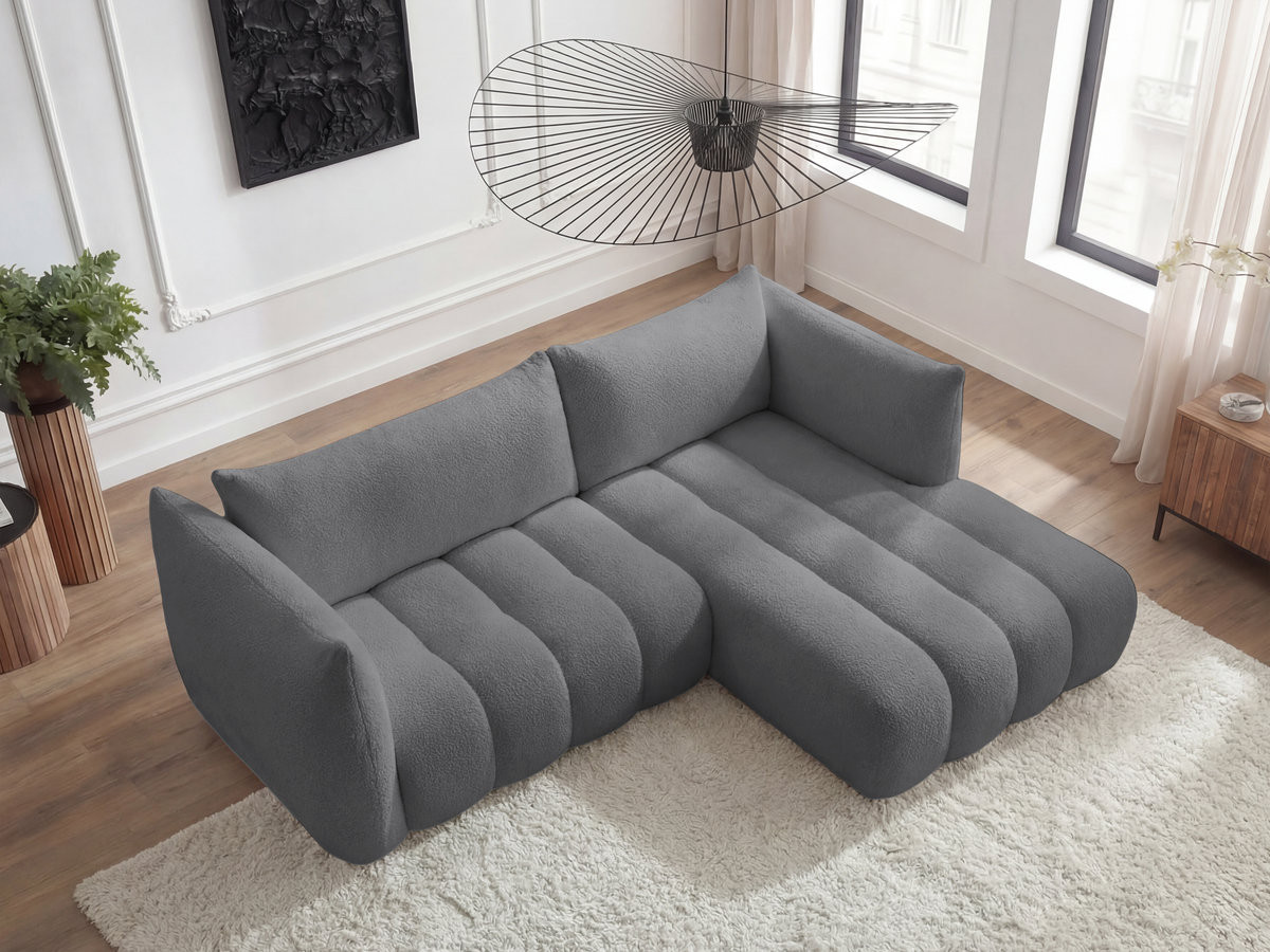 Bobochic Azra Ecksofa 262 × 178 cm Bouclé-Stoff Dunkelgrau Ecke rechts