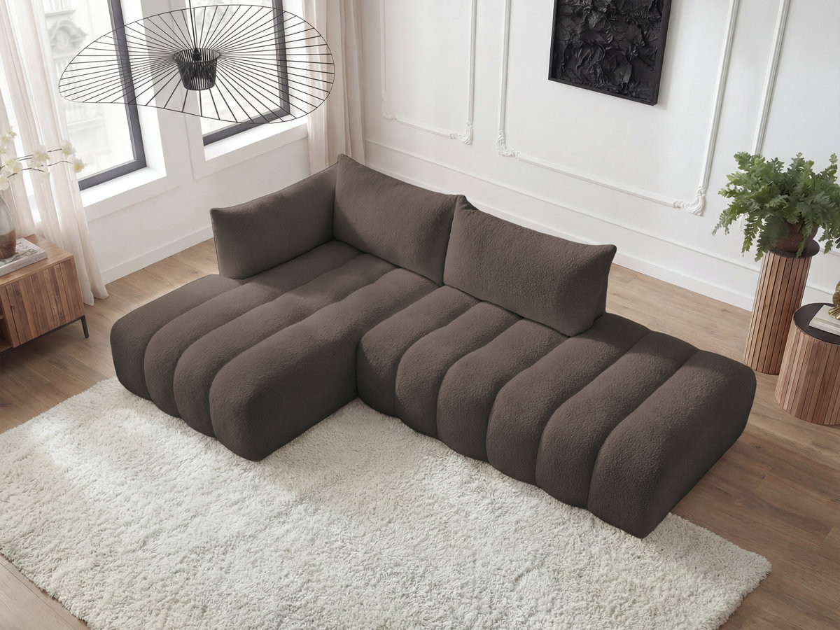 Bobochic Azra Ecksofa 319 × 178 cm Bouclé-Stoff Braun Ecke links