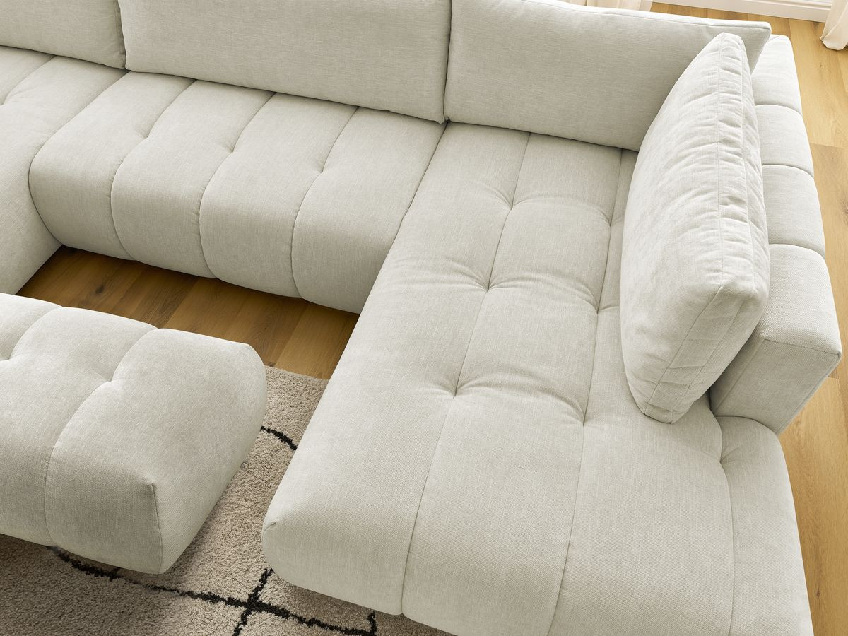 Bobochic Fuji Wohnlandschaft mit Pouf Stoff Beige Ecke links
