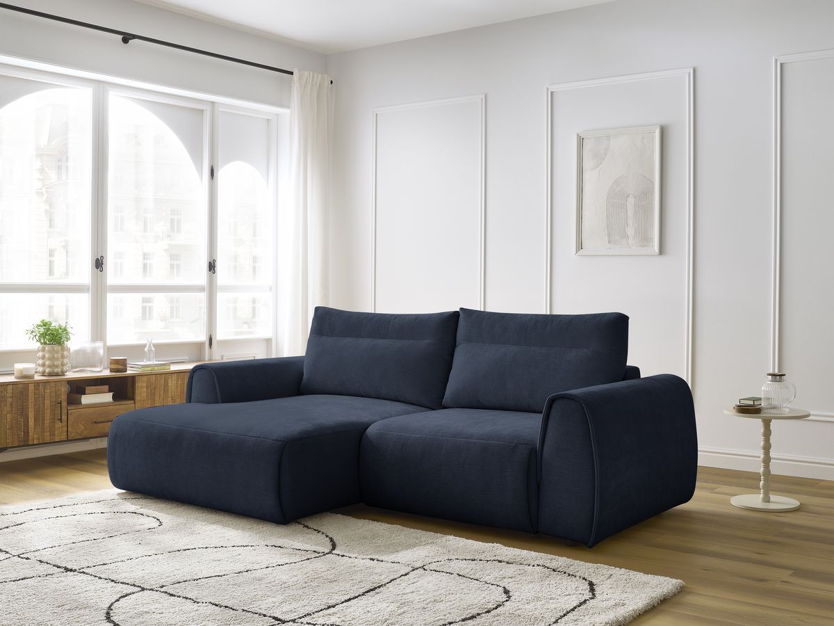 Bobochic Aden Ecksofa 246 × 152 cm Stoff Dunkelblau Ecke links