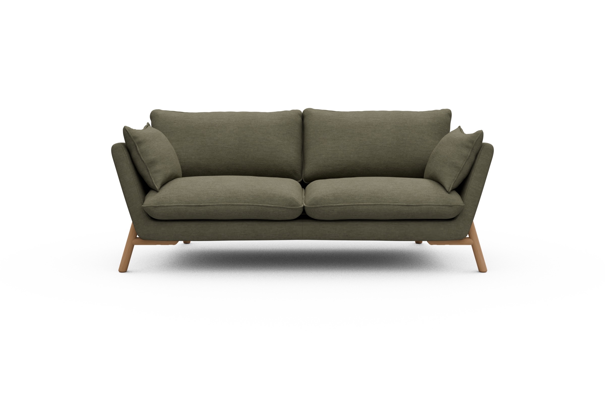 Skandi Home Sofa Emil 2-Sitzer Beinfarbe Eiche Natur Vivus-Dusty-Olive moebelfaktor