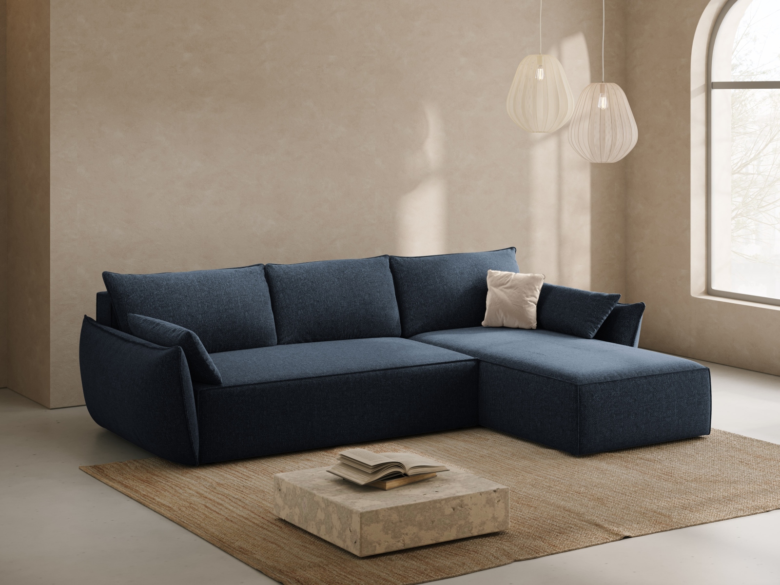 Micadoni Ecksofa Kaelle 4-Sitzer mit Schlaffunktion Rechts Chenille Hellgrau