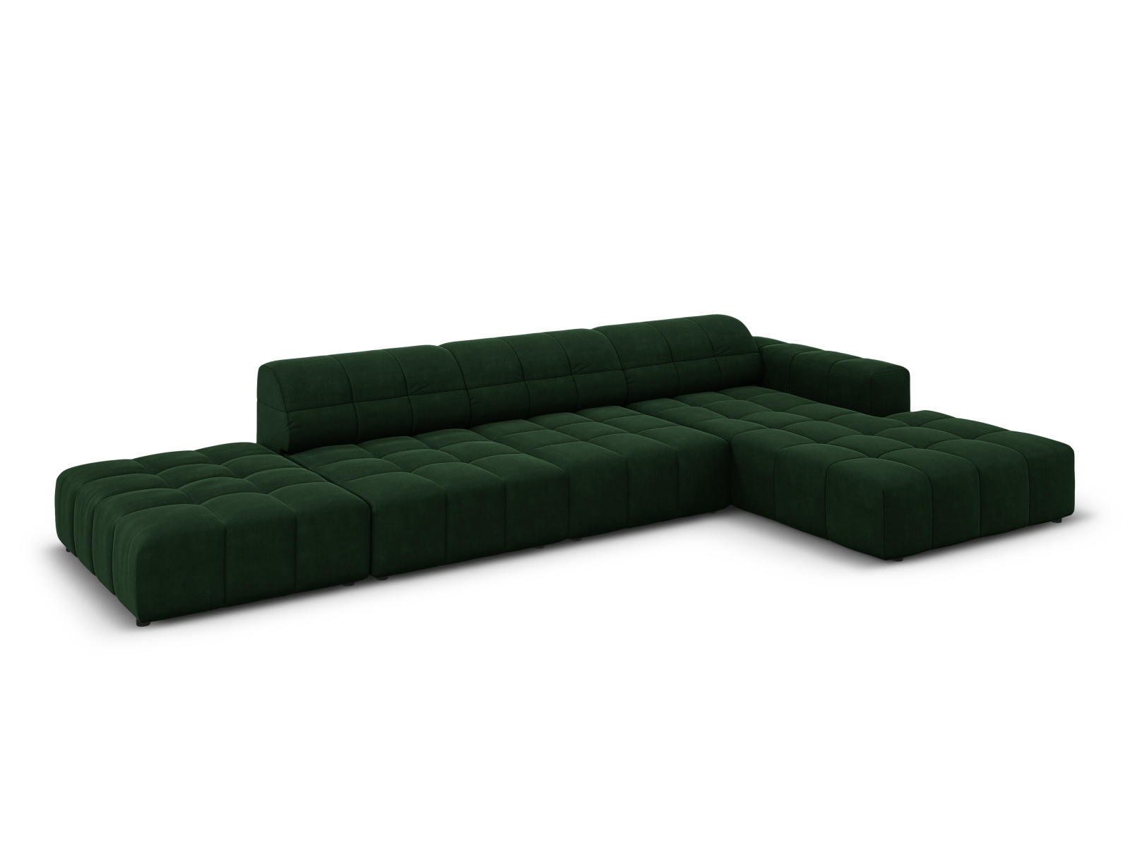 Cosmopolitan Design Ecksofa Chicago 5-Sitzer offen Samt Bluvel Flaschengrün Rechts