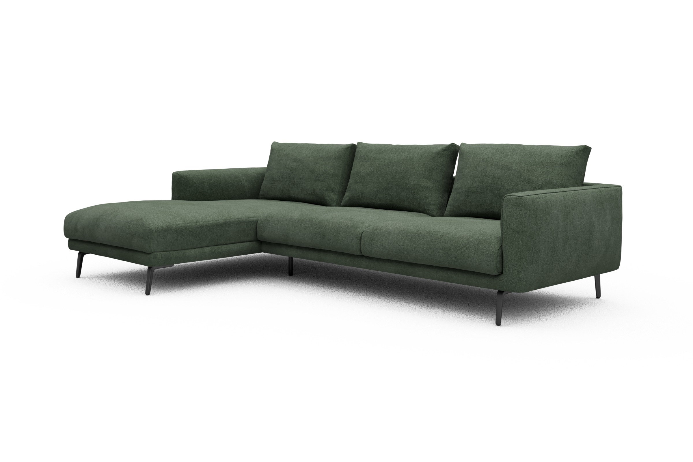Ecksofa Karl Chaiselongue links mit 2,5-Sitzer Casone-Forest-Green
