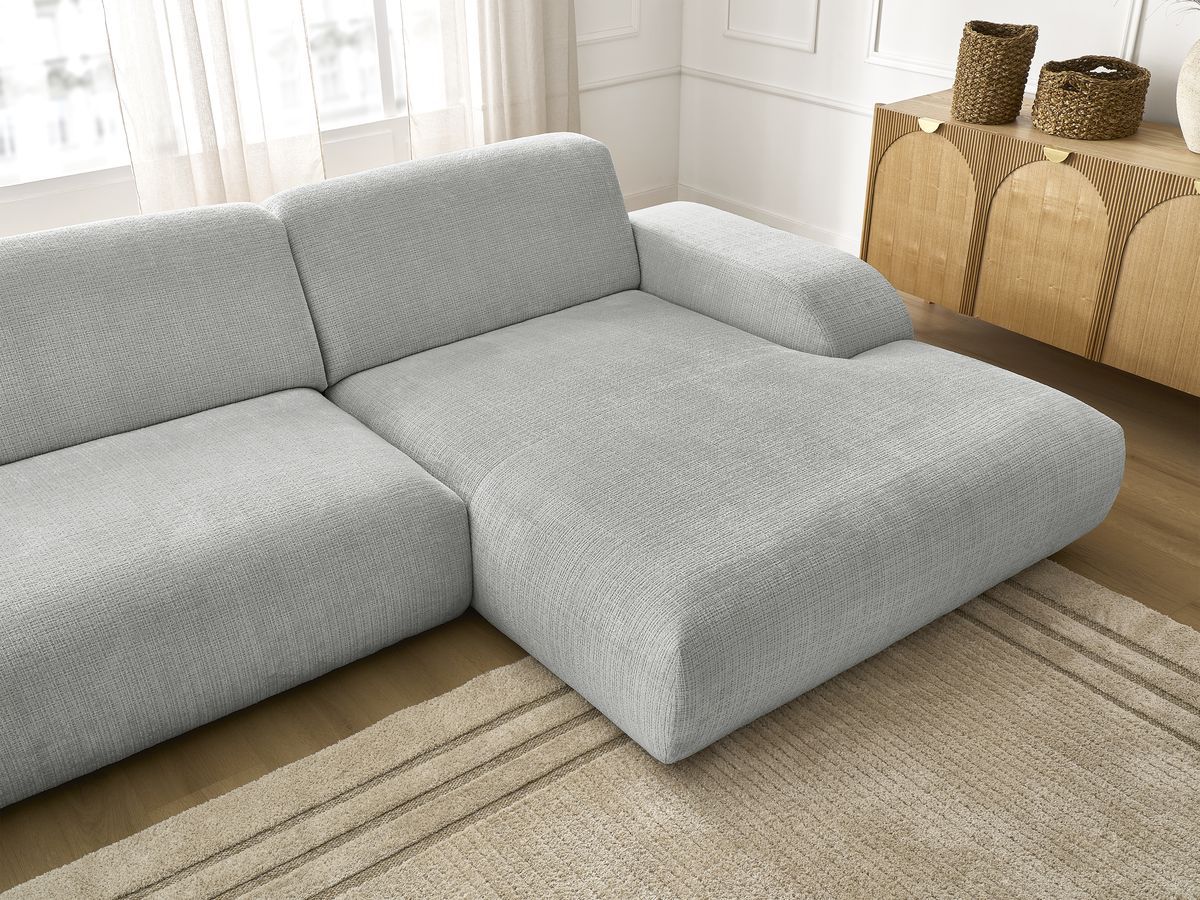 Bobochic Sirius Ecksofa 300 × 170 cm Strukturstoff Hellgrau Ecke rechts