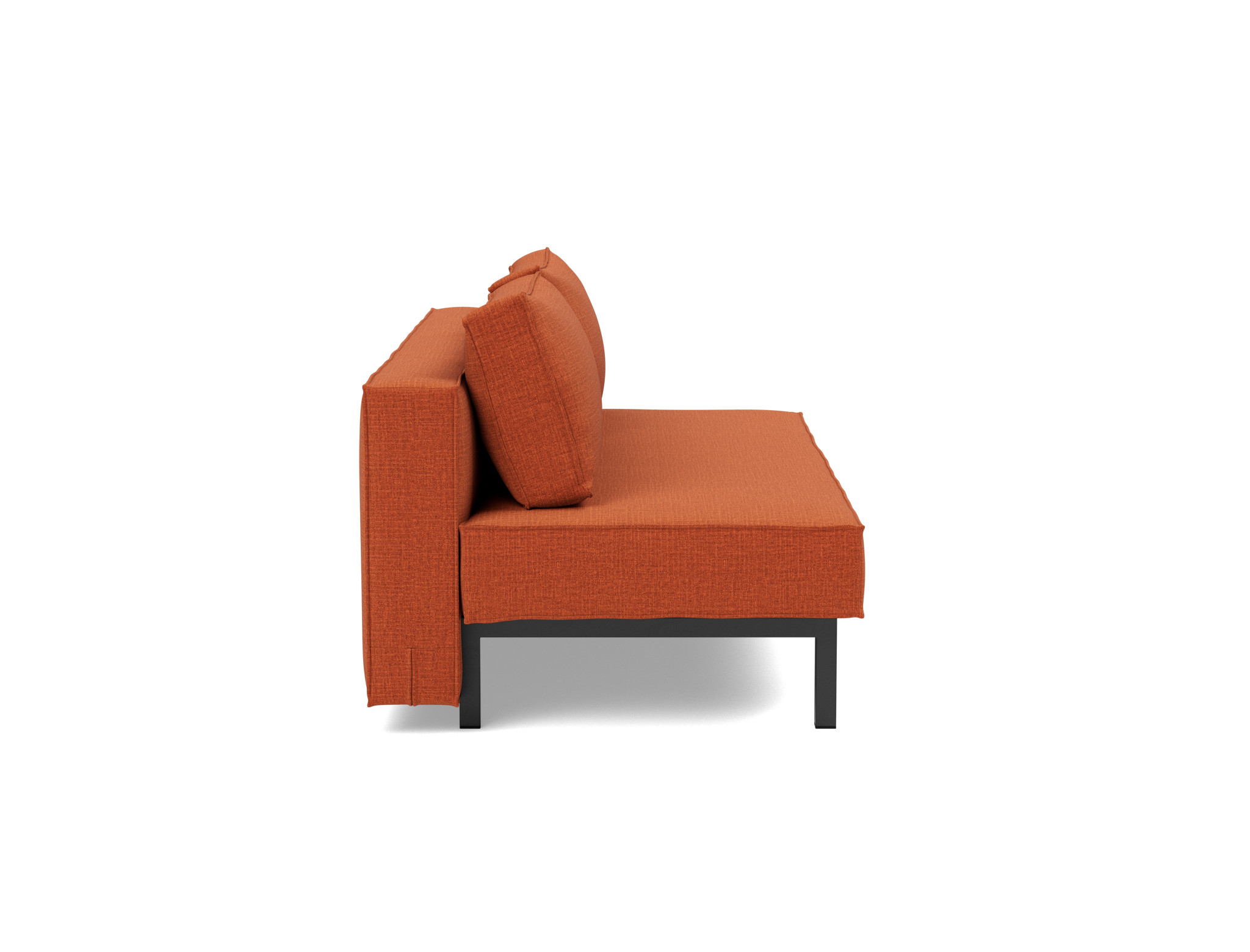 Schlafsofa Sly Chenille Esina 412-Rust-Orange Beine Schwarzes Metall