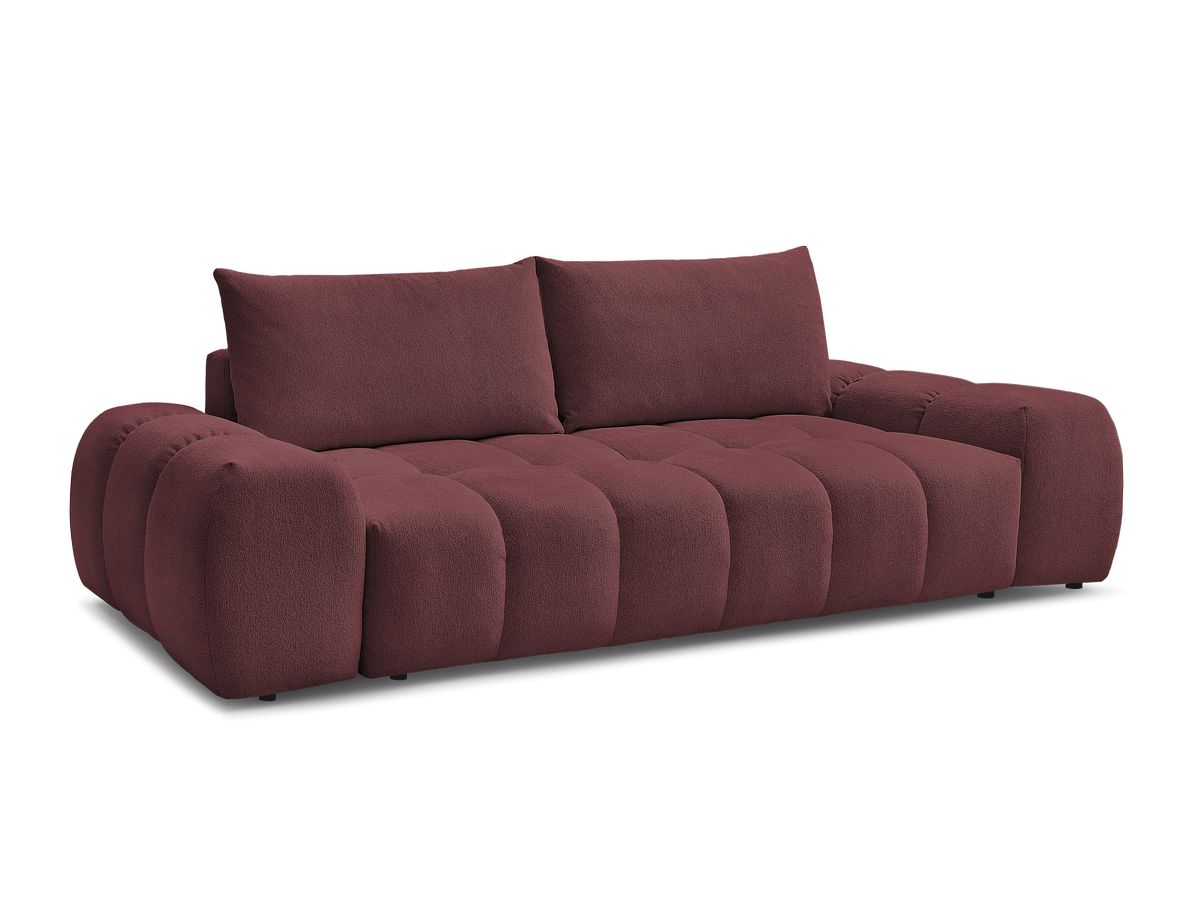 Bobochic Everest Schlafsofa 3-Sitzer mit Bettkasten, 2 Kissen Melange-Stoff Rot