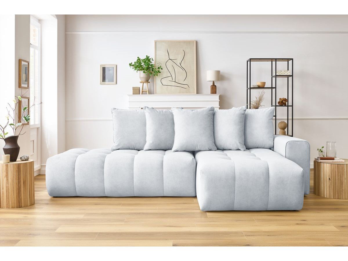 Bobochic Mont-blanc Ecksofa Samt Hellgrau Ecke rechts