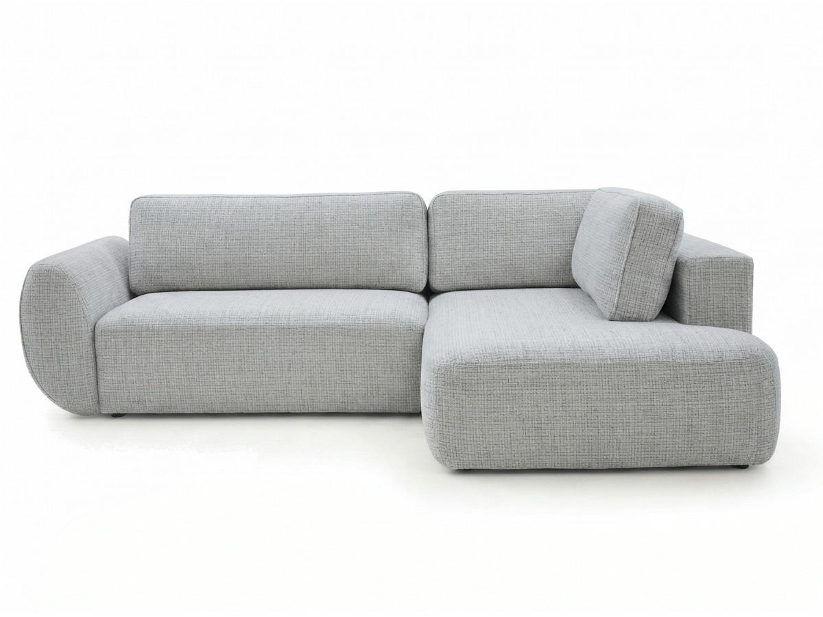 Bobochic Denise Ecksofa mit Schlaffunktion und Bettkasten 256 × 197 cm Strukturstoff Hellgrau Ecke rechts