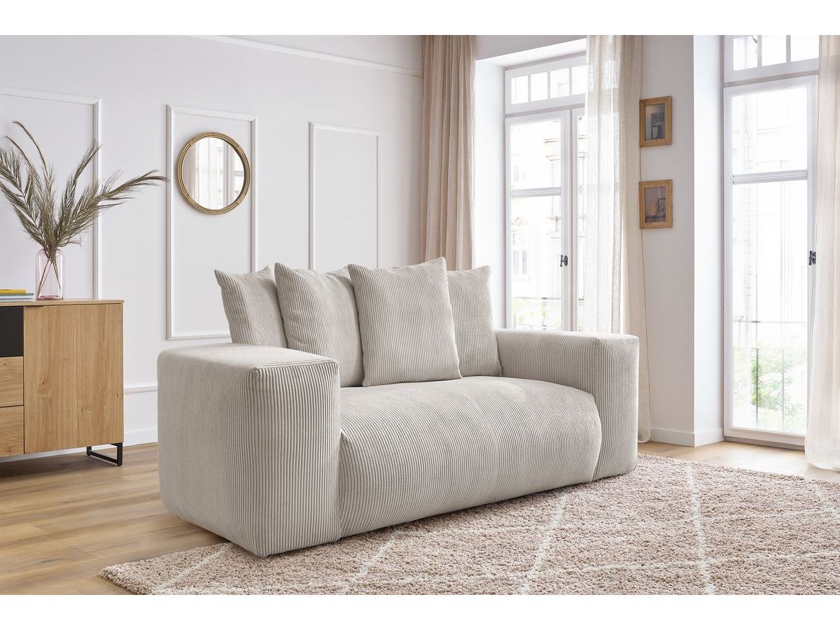 Bobochic Voltaire Sofa 2-Sitzer Cordsamt Beige