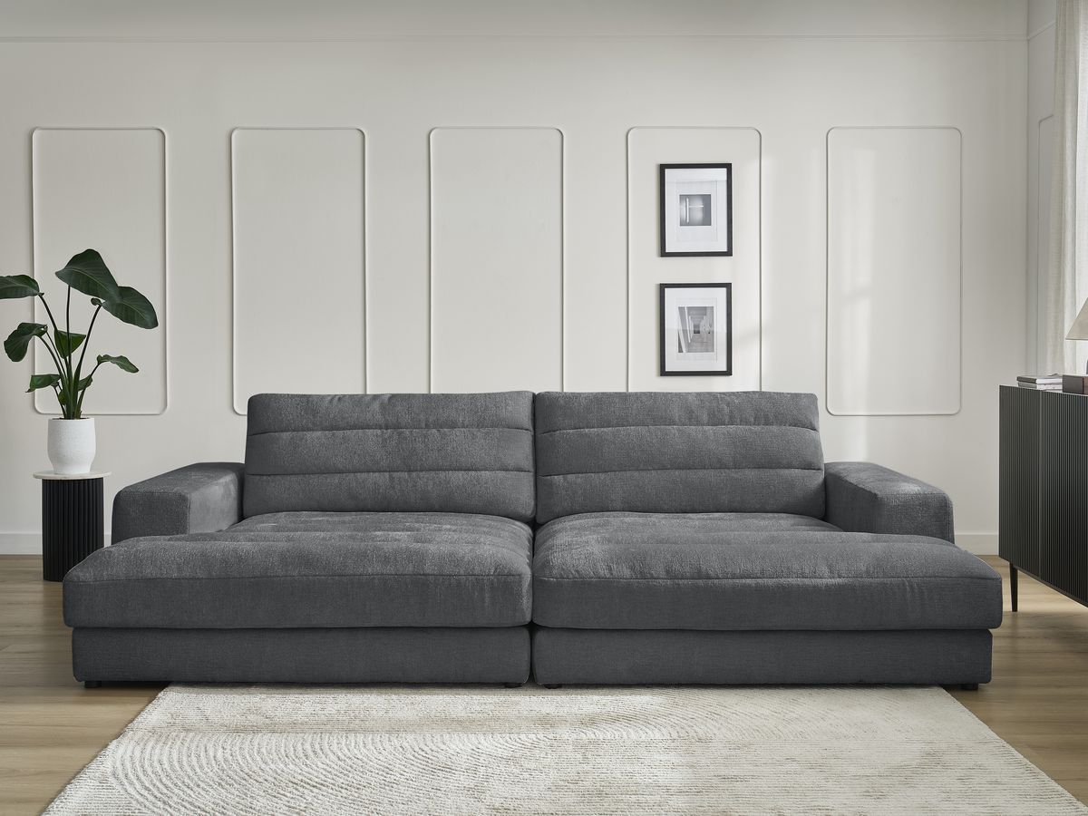 Bobochic Sierra Sofa 4-Sitzer Strukturstoff Dunkelgrau