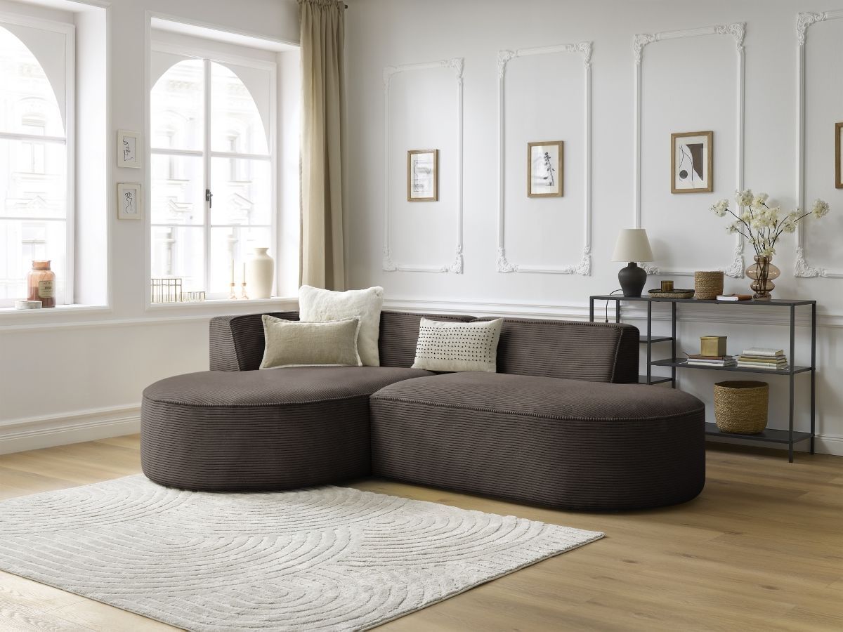 Bobochic Rousseau Ecksofa Cordsamt Braun Ecke links