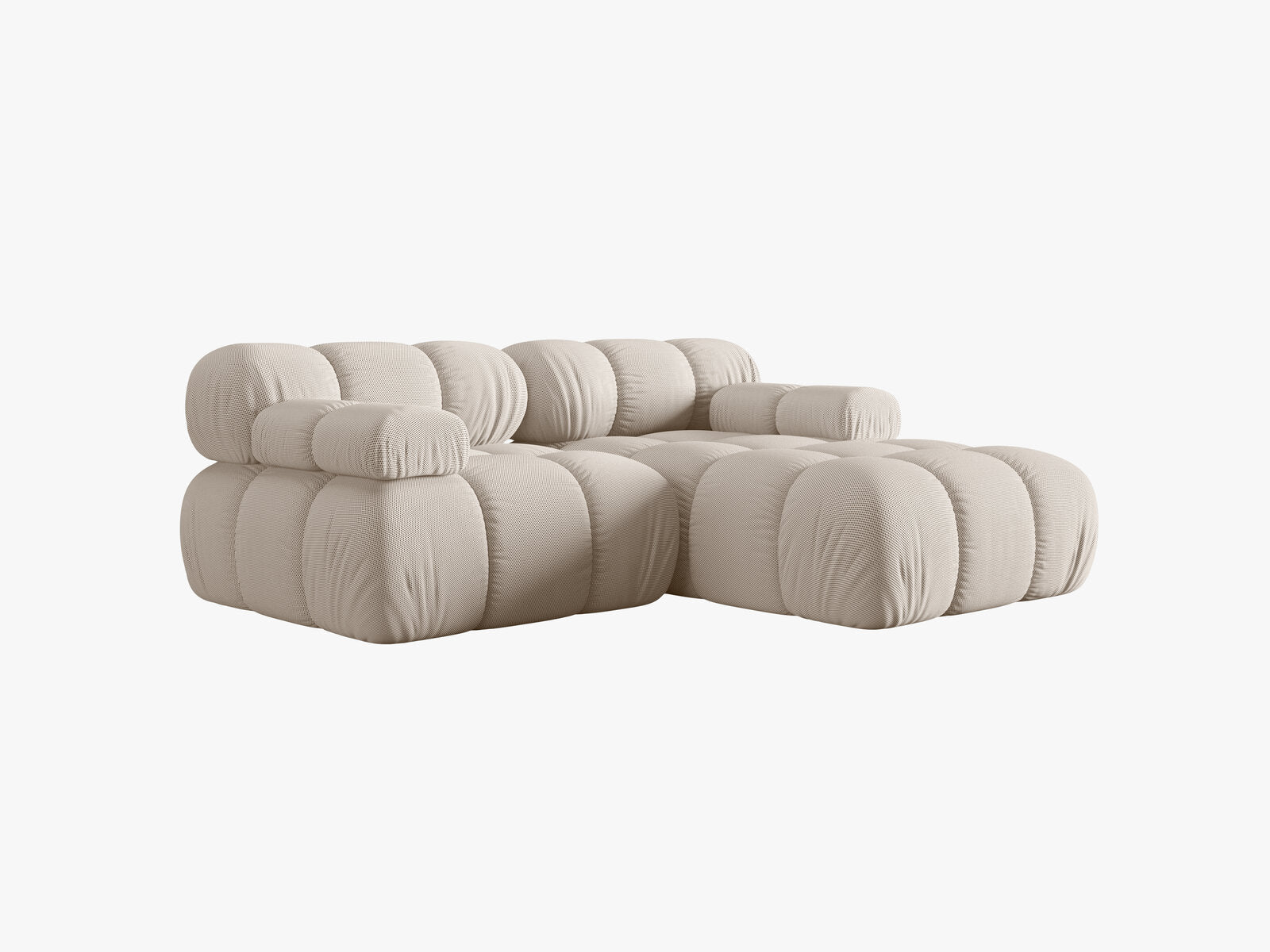 Micadoni Modulares Ecksofa Bellis 3-Sitzer Rechts 3D-Stoff Sonic Helles Beige