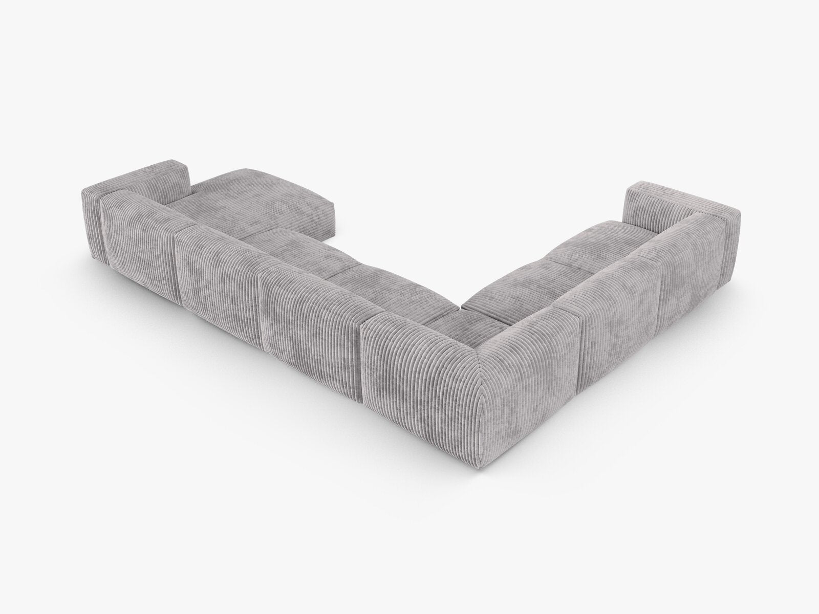 Micadoni modulares Ecksofa XL Martina 6-Sitzer 90cm Sitztiefe Links Kord Tilia Hellgrau