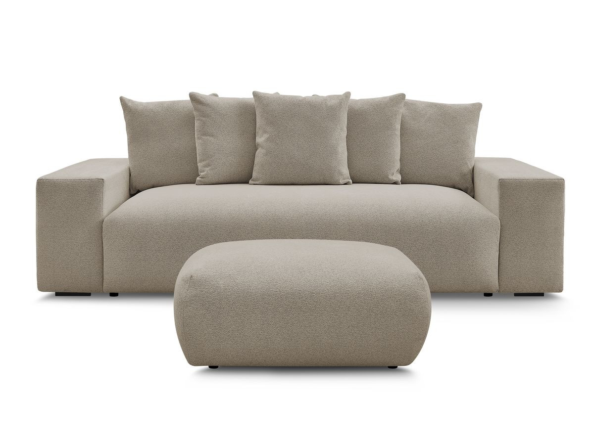 Bobochic Voltaire Sofa 4-Sitzer mit Pouf 280 × 124 cm Melange-Stoff Taupe