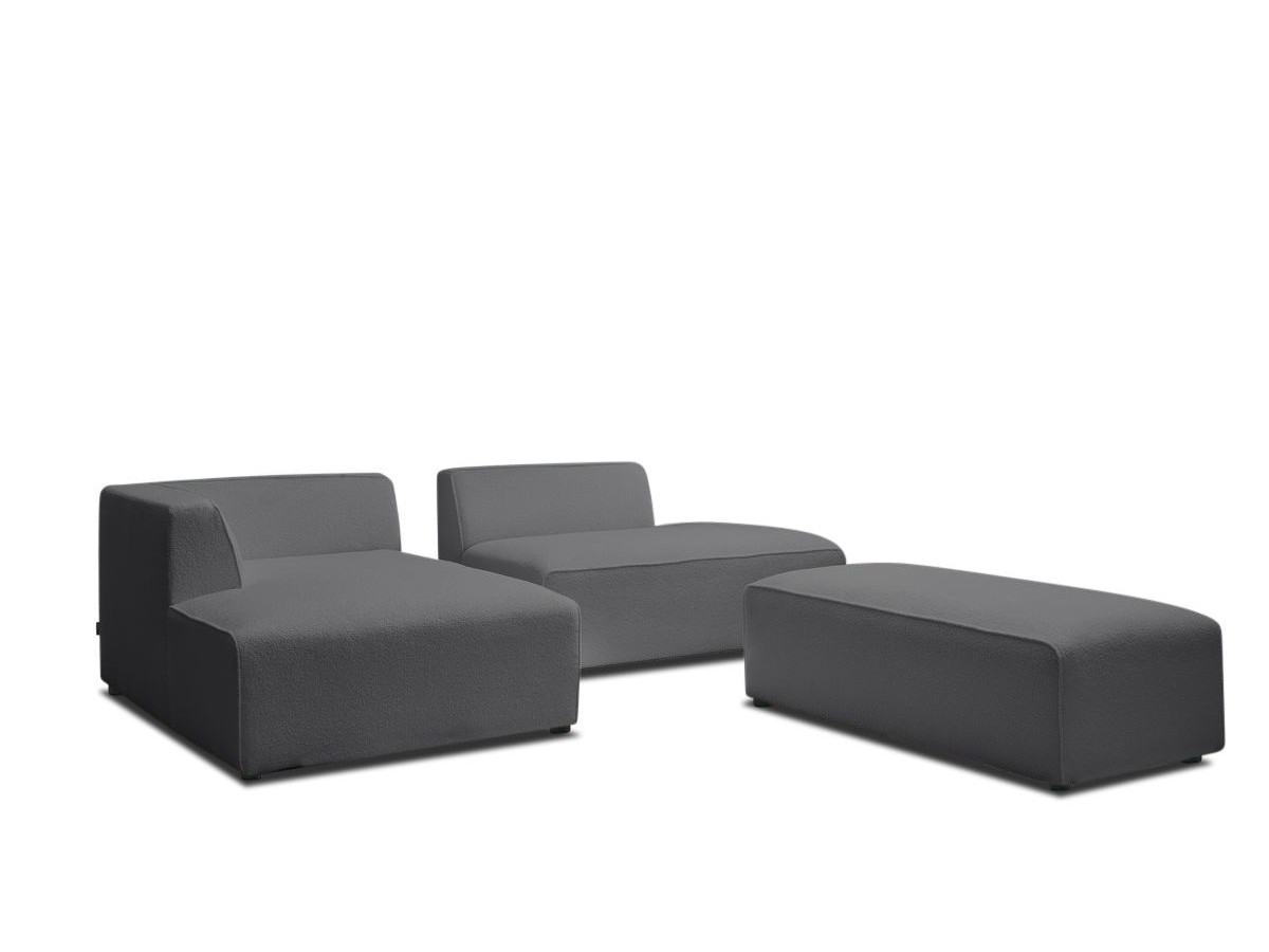 Bobochic Megeve Ecksofa mit Schlaffunktion und Pouf Bouclé-Stoff Dunkelgrau Ecke links