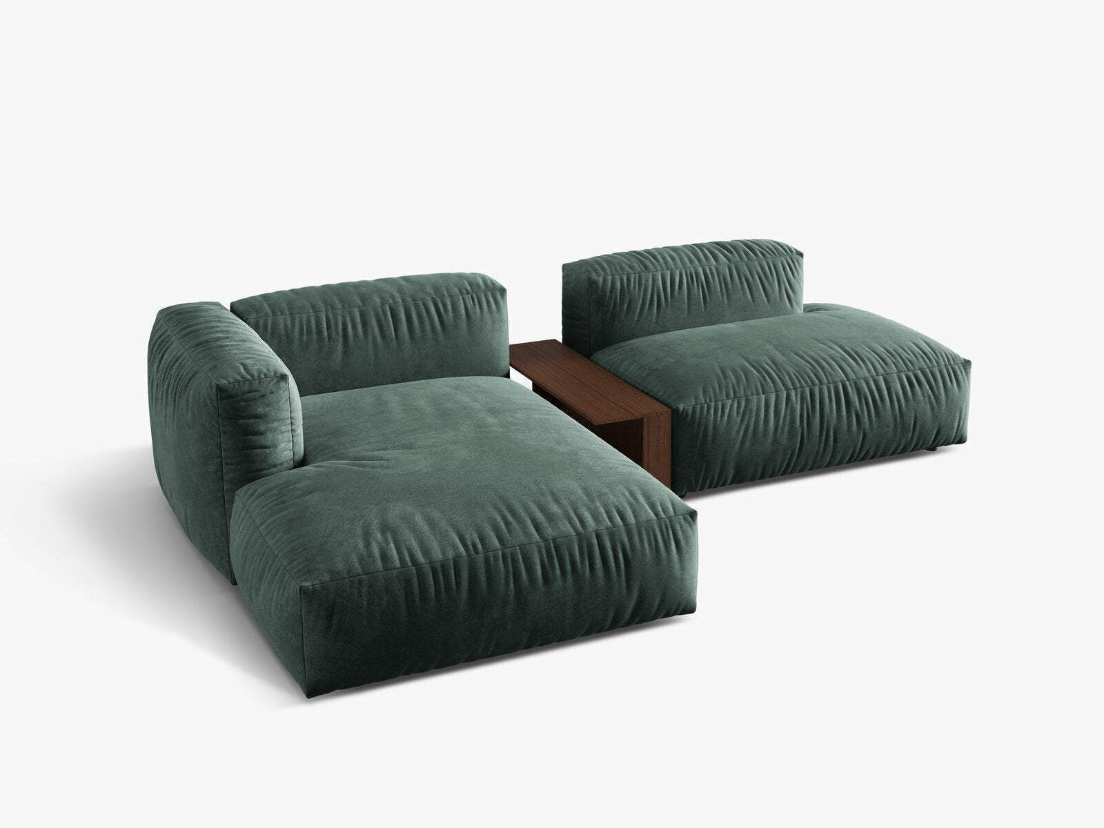 Micadoni Ecksofa Martina 2-Sitzer mit Couchtisch Links Samt Petrol