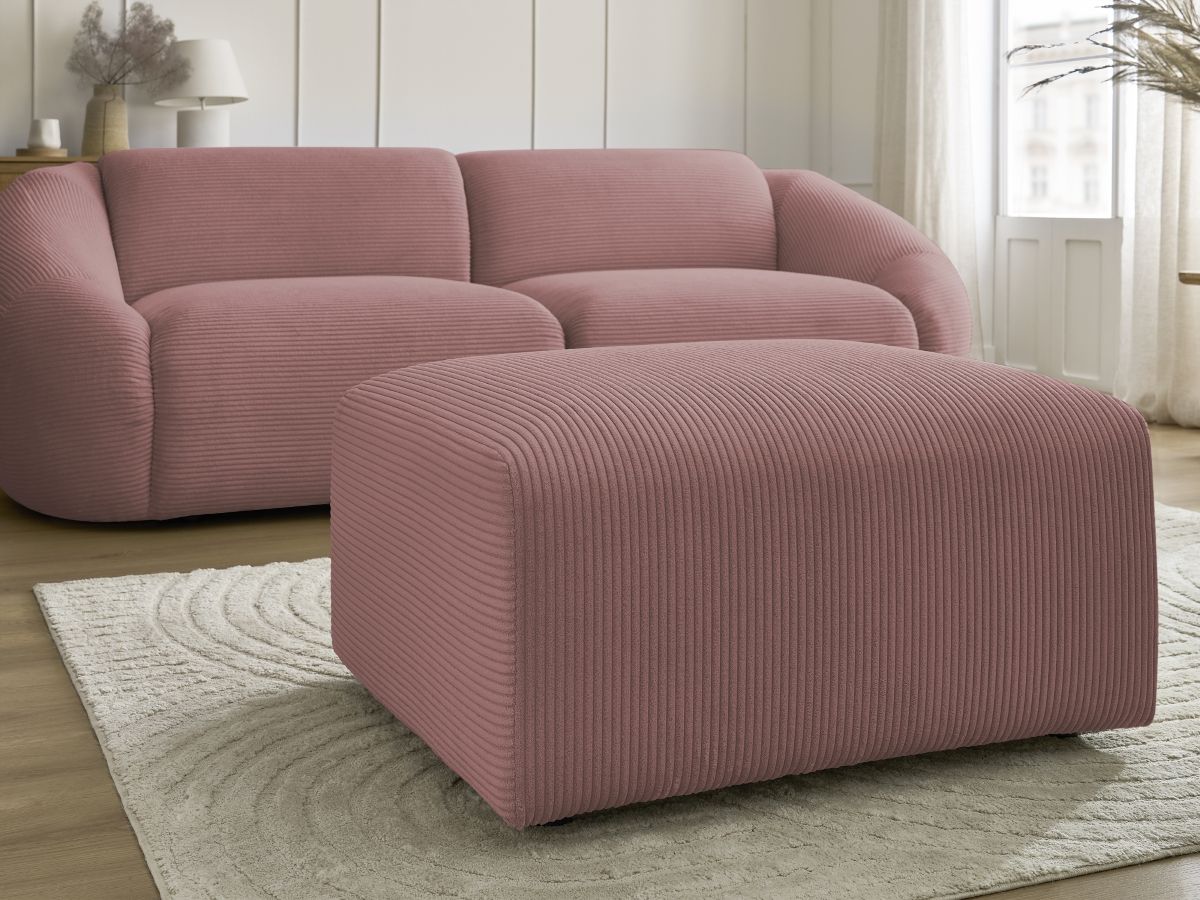 Bobochic Tina Sofa 4-Sitzer mit Pouf Cordsamt Rosa