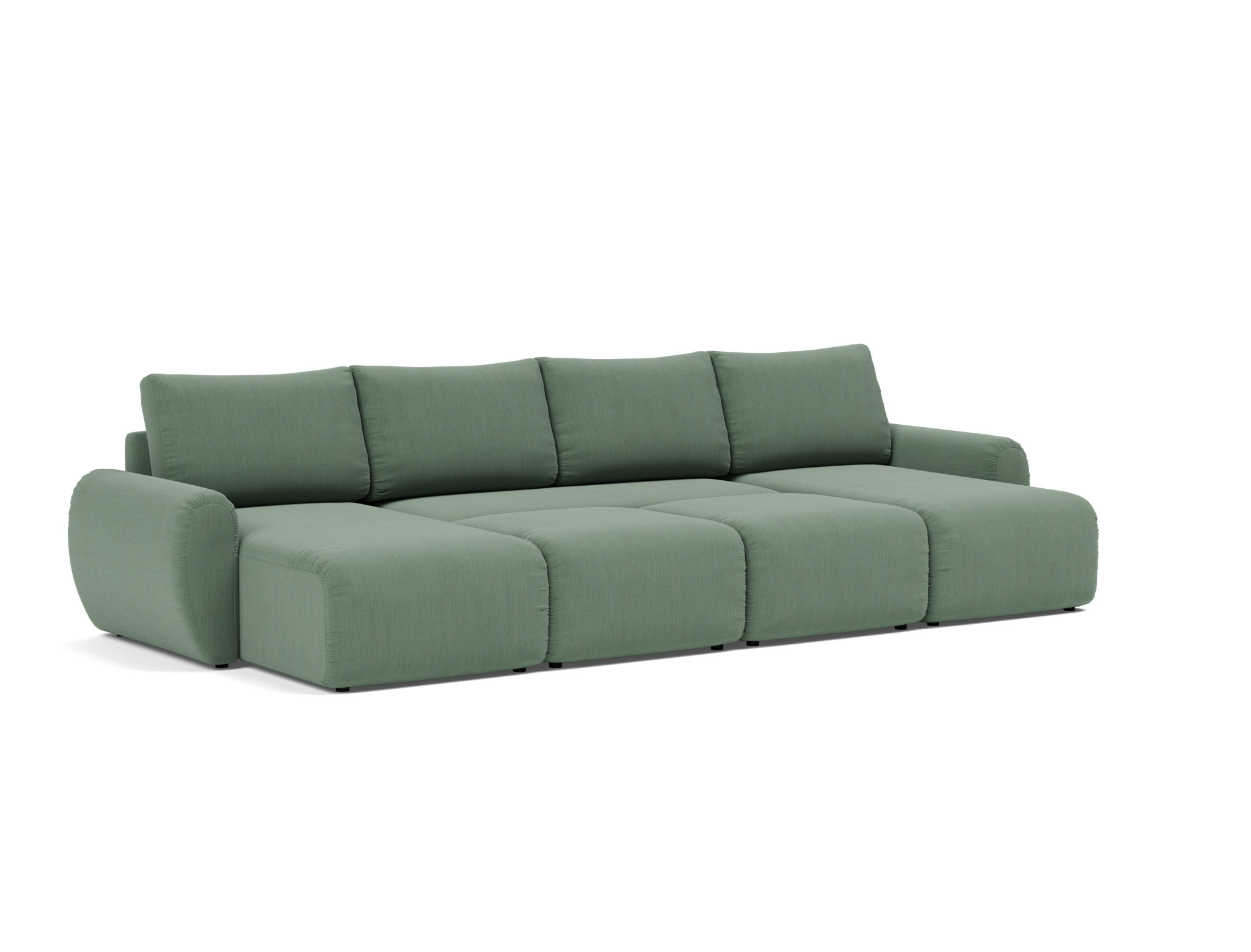 Schlafsofa Norum U-Form mit Curve-Armlehnen Flachgewebe Elegance 518-Green