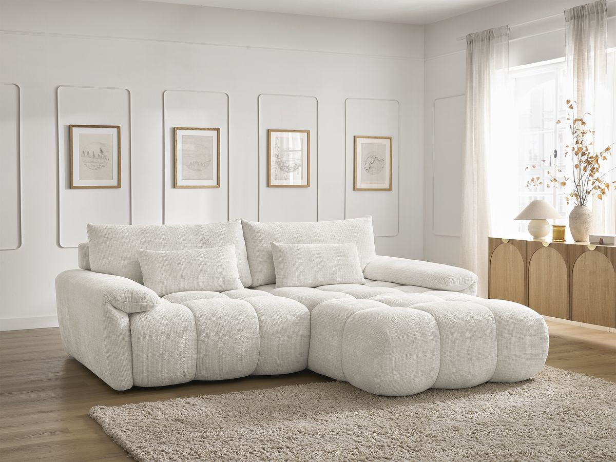 Bobochic Ivane Ecksofa Strukturstoff Weiß Ecke rechts