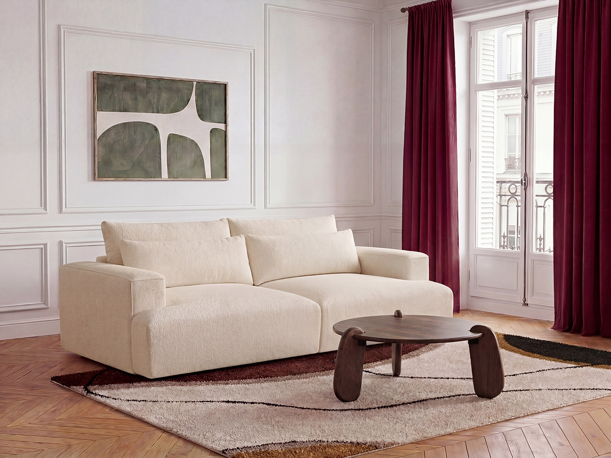 Bobochic Twiny Sofa 3-Sitzer Stoff Beige