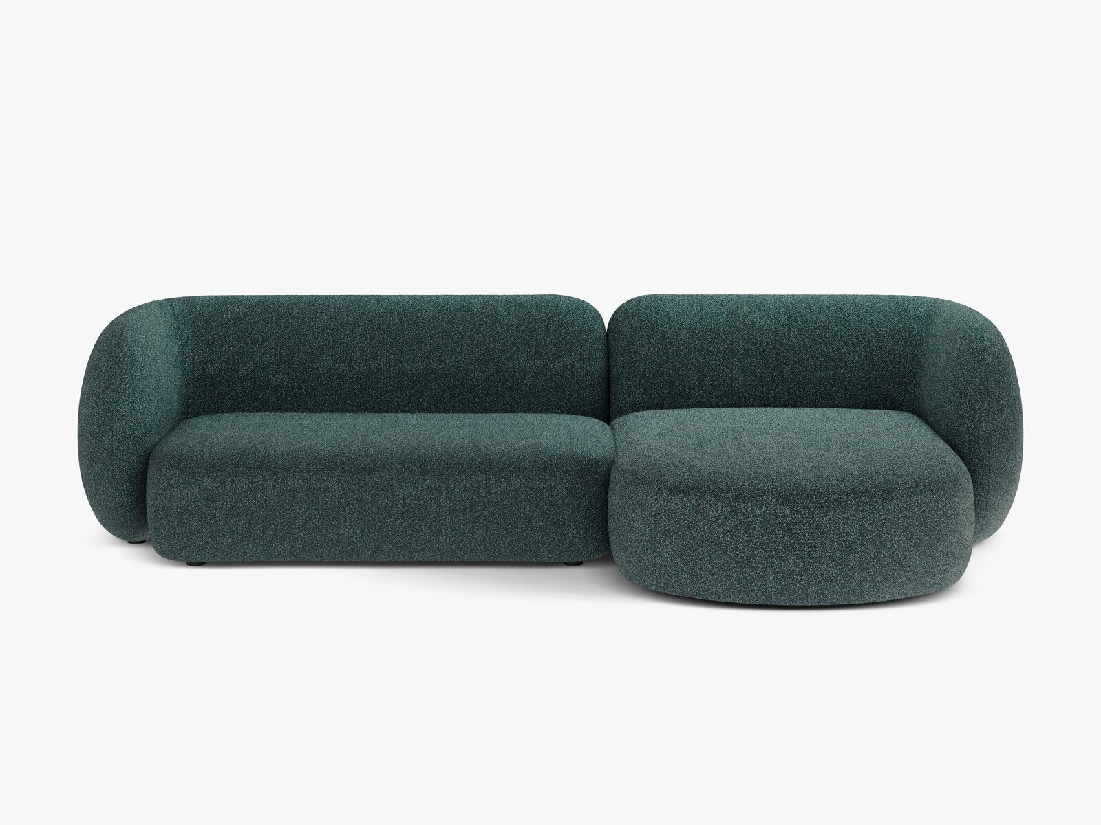 Micadoni Ecksofa Kate 3-Sitzer Rechts Strukturierter Stoff Puente Grün Blau Melange