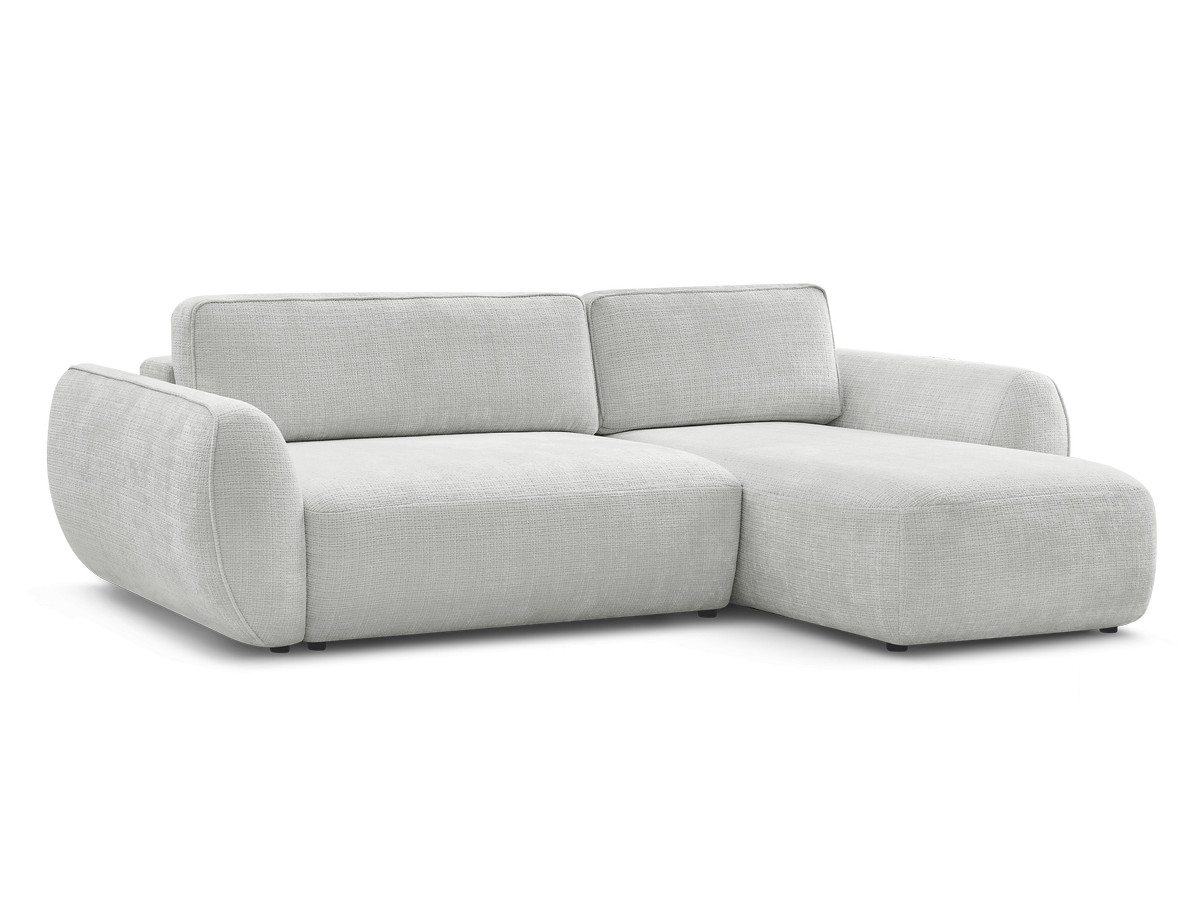 Bobochic Denise Ecksofa mit Schlaffunktion und Bettkasten 258 × 160 cm Strukturstoff Hellgrau Ecke rechts