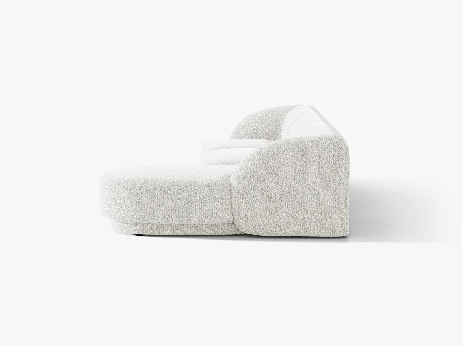 Micadoni Ecksofa Miley 4-Sitzer Rechts Boucle Baloo Weiß