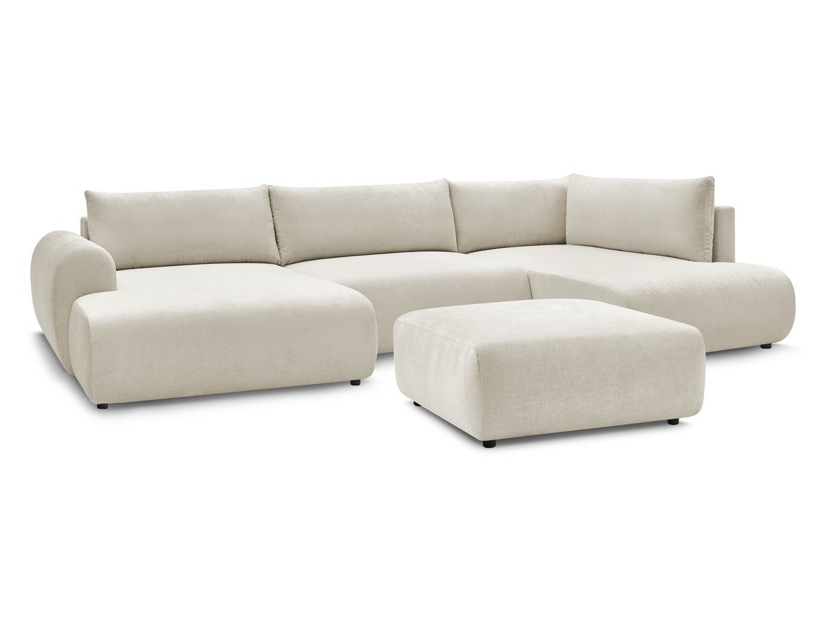 Bobochic Lucien Wohnlandschaft mit Pouf Stoff Beige Ecke links