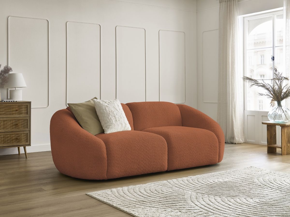 Bobochic Tina Sofa 2-Sitzer Bouclé-Stoff Orange