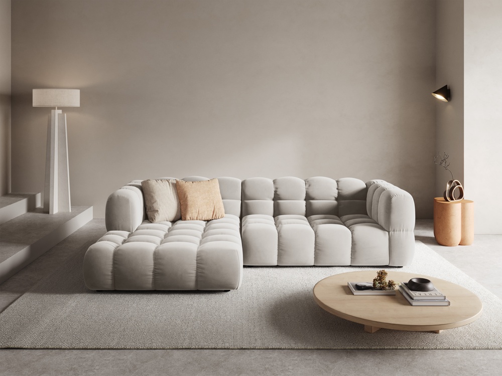 Cosmopolitan Design Ecksofa Sky 4-Sitzer mittlere Version Samt Casino Helles Beige Links