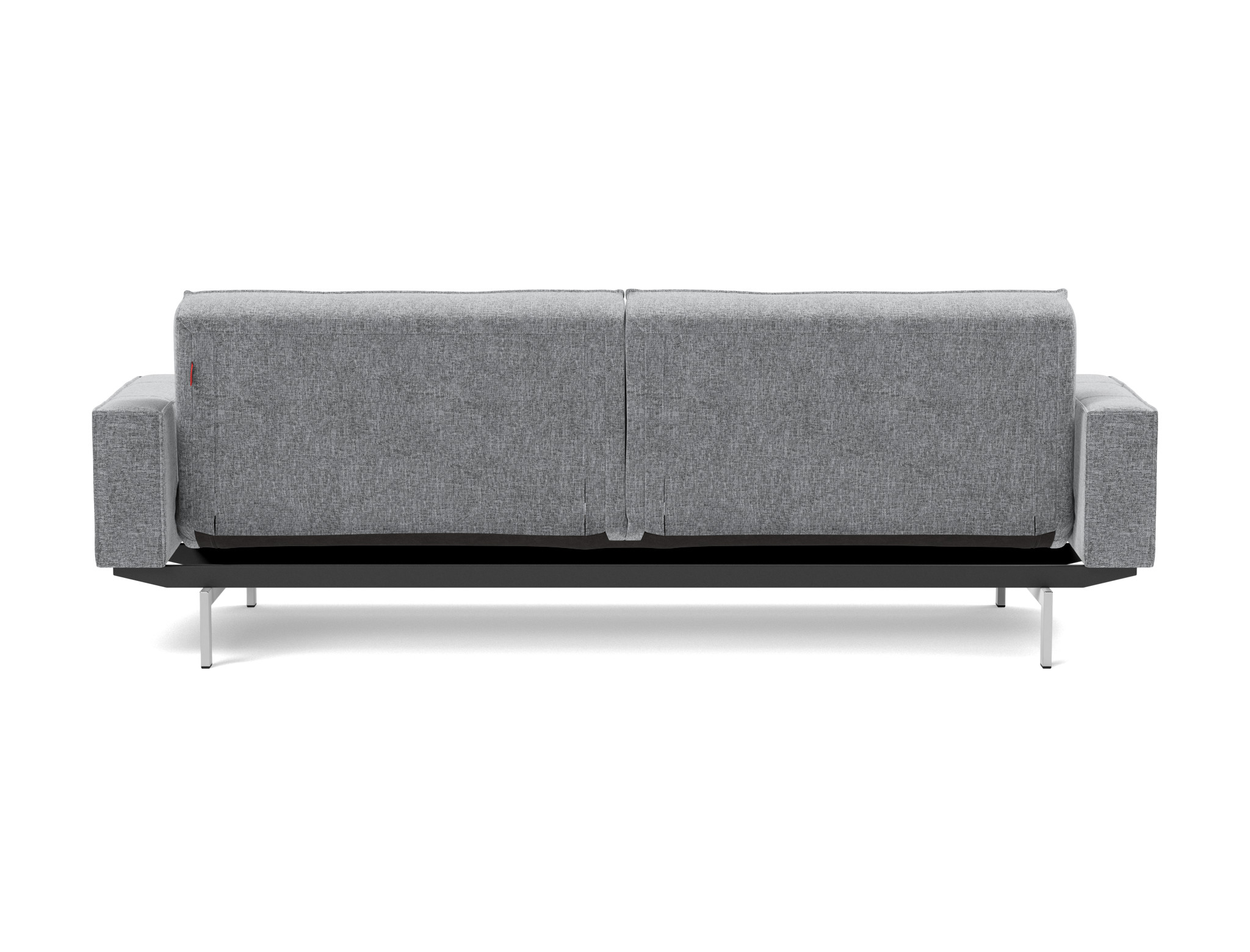 Schlafsofa Splitback mit Armlehnen Strukturierter Stoff Twist 565-Granite Beine Chrom